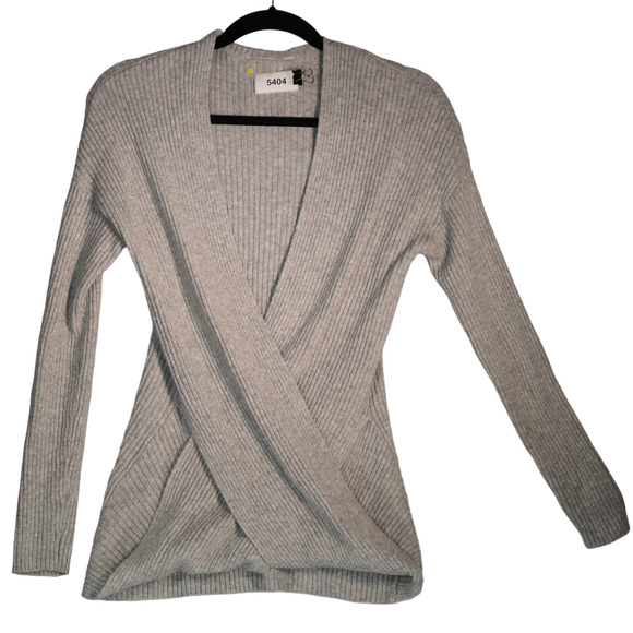 Zella Sweaters - Zella Knit Sweater Womens Small Gray Faux Wrap Criss Cross Front Ribbed